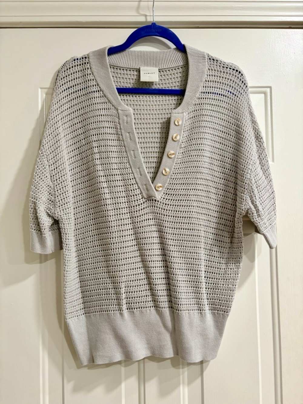Varley Callie Mesh-Knit Short-Sleeve Top